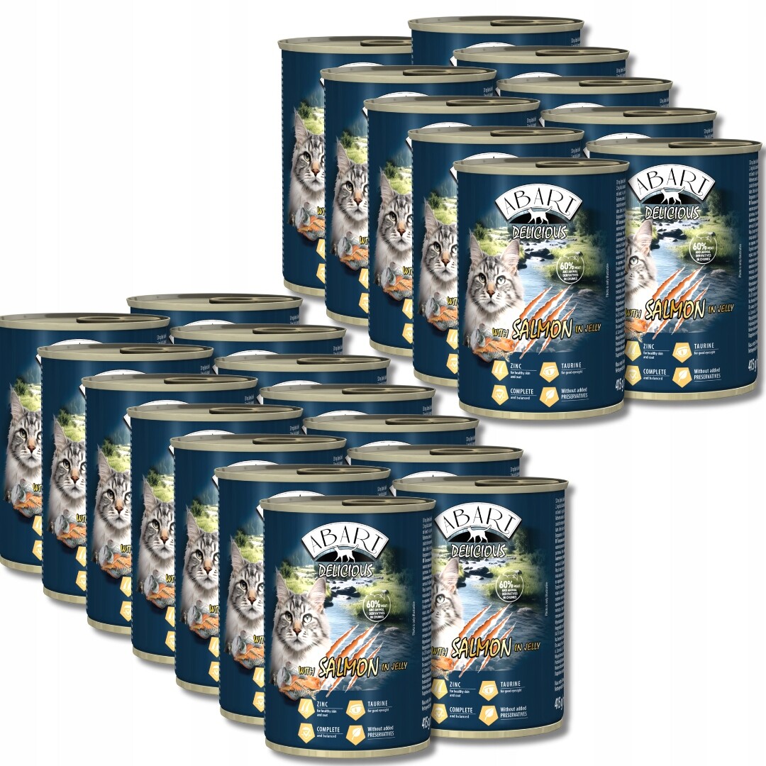 Abart Delicious Sada 24 plechovek pro kočky 415 g Losos v želé