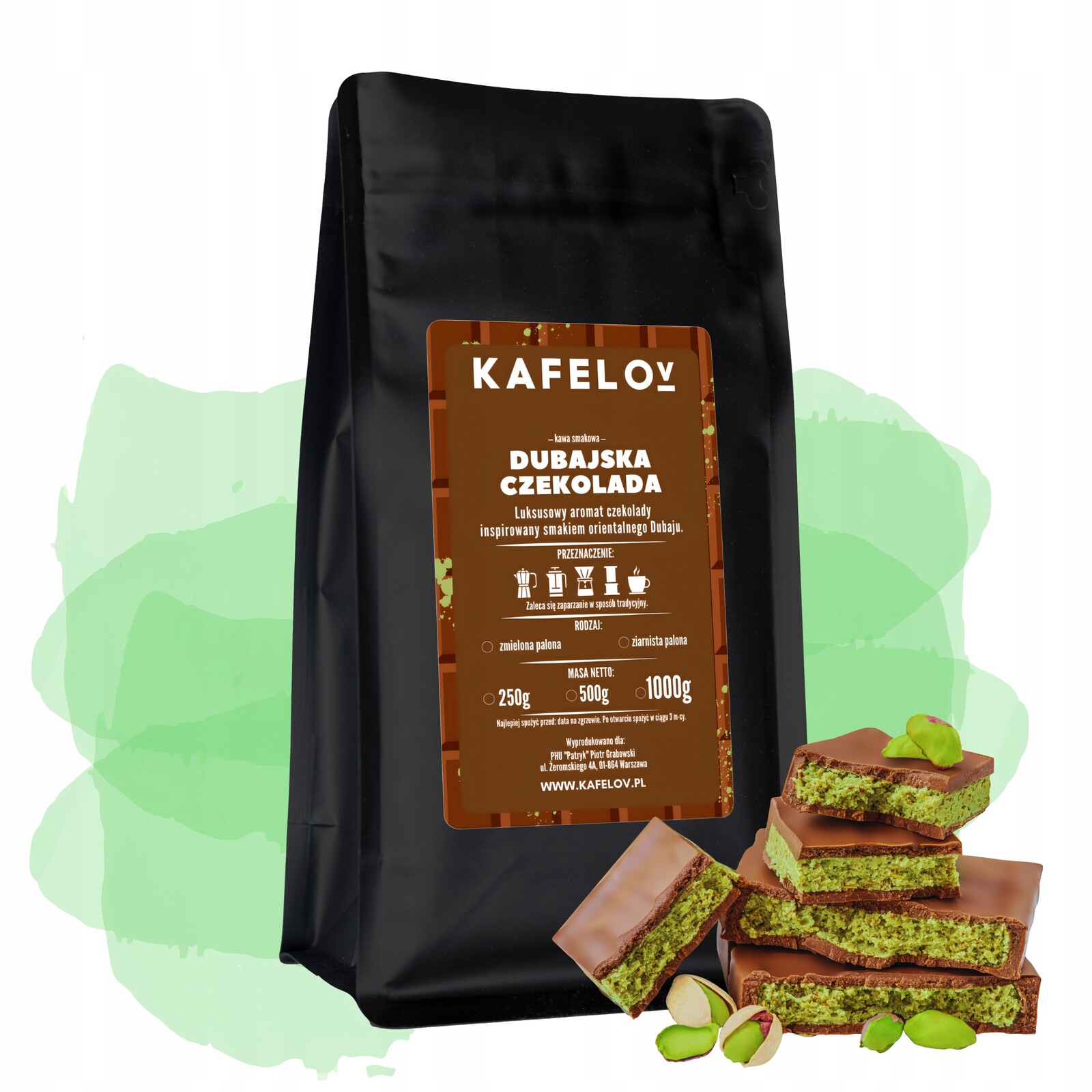 Dubajská čokoláda káva 1 kg mletá, čerstvě pražená