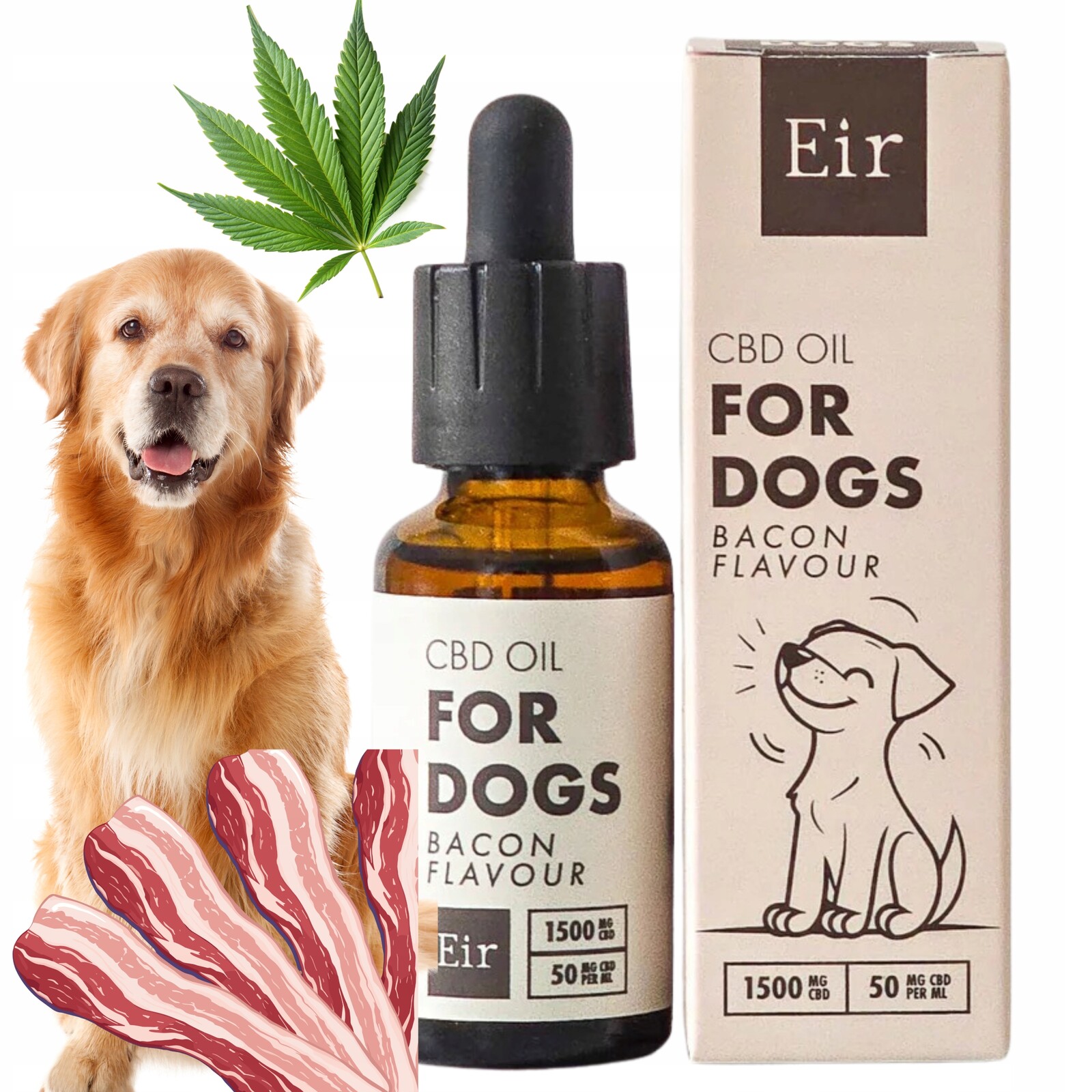 Cbd olej 5% 30 ml pro psa Eir Health příchuť slanina Konopný olej slanina