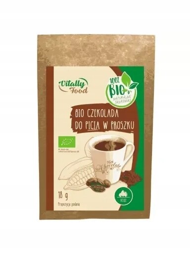 17 x Čokoláda do pití Vitally Food Bio, 18 g