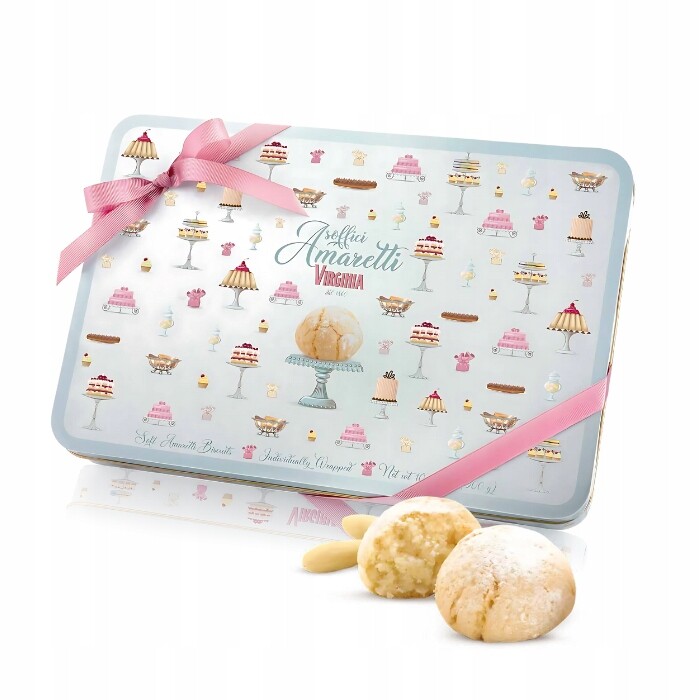 Amaretti Virginia 300 g Kovová sběratelská plechovka Sladký dárek