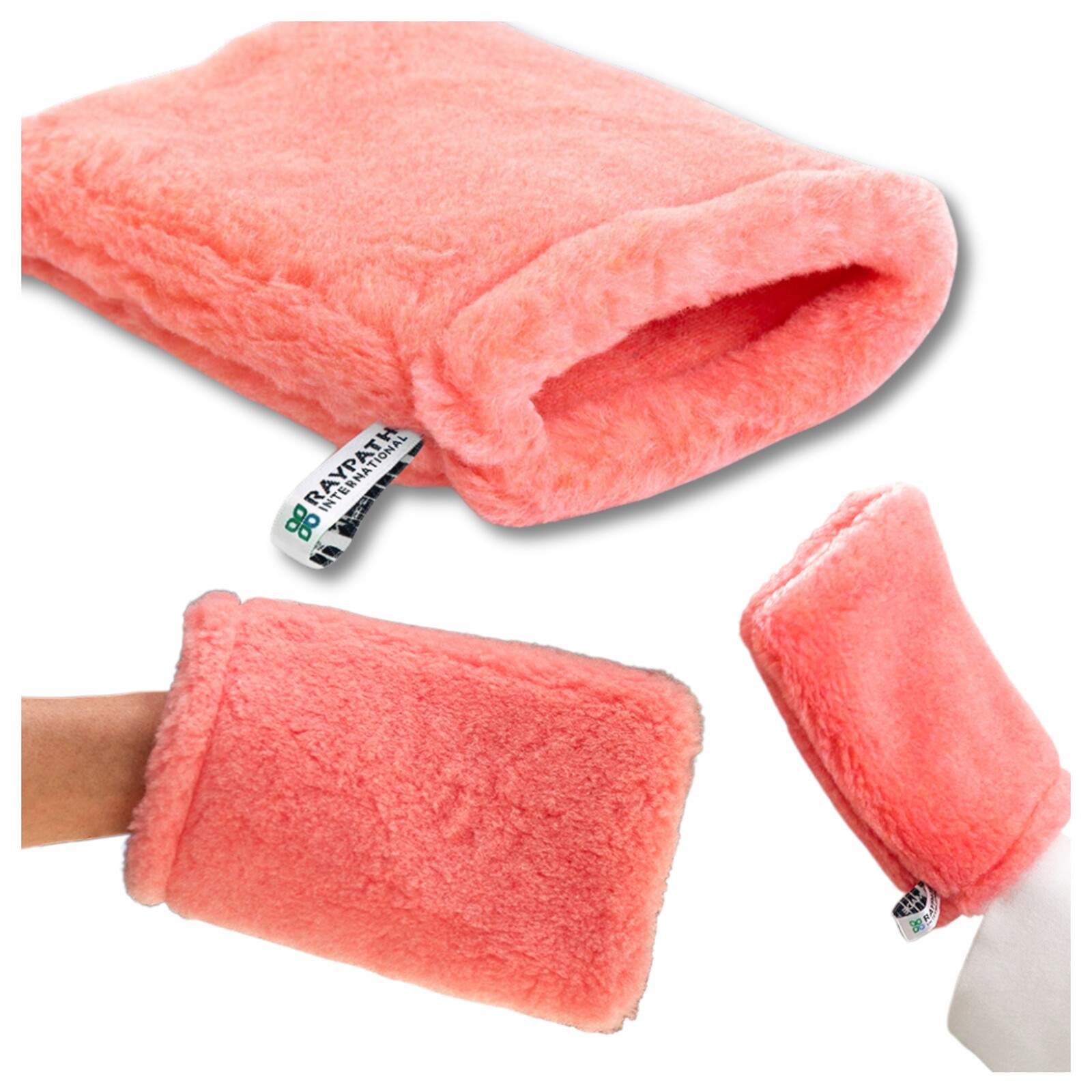 Raypath Růžová rukavice L 16x22 cm na mytí aut, na sběr prachových chlupů