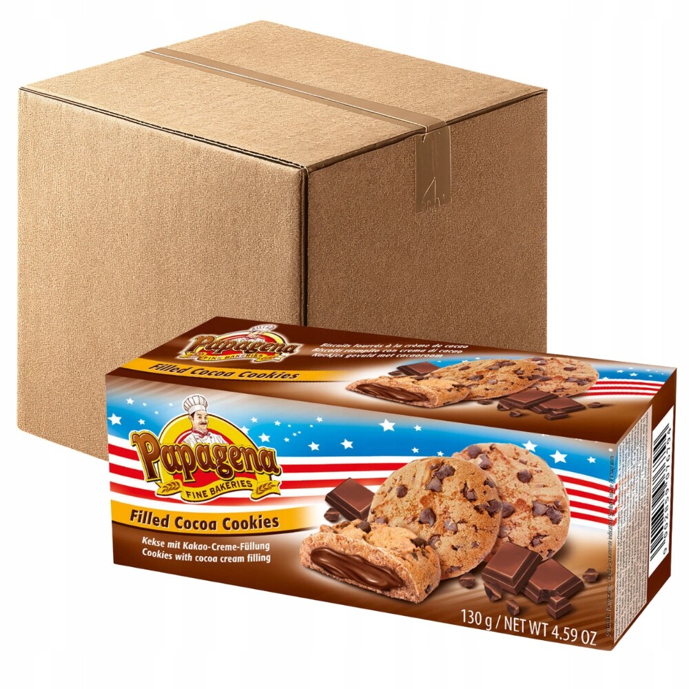 Papagena Choco Chip Sušenky s čokoládovým krémem 18x130 g