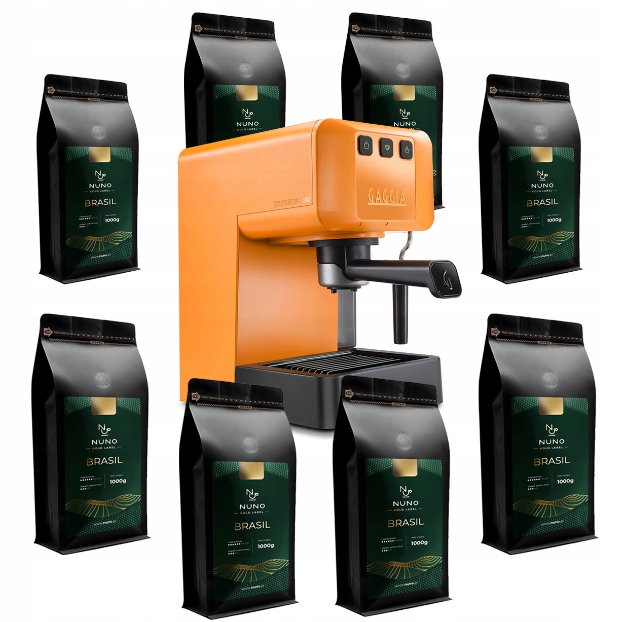 Káva 8 kg Gold Brasil pákový kávovar Gaggia EG2111 sada