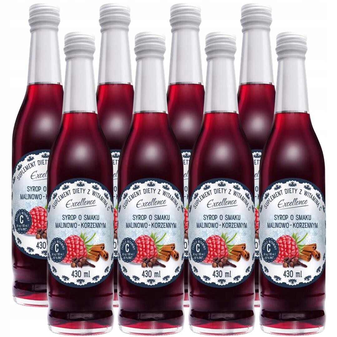 Excellence Zimní sirup s malinovo-kořeněnou příchutí a vitamínem C 430 ml x 8 ks