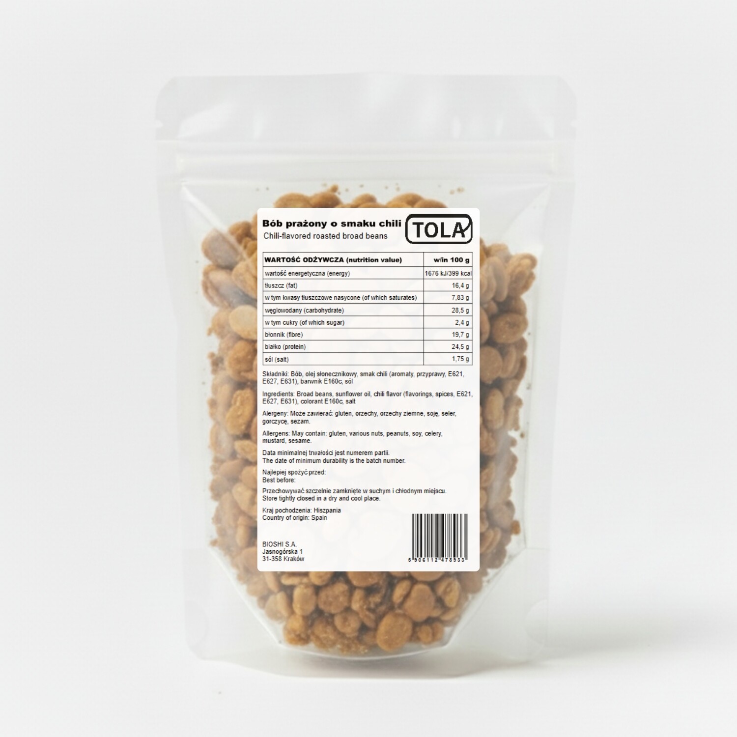 Pražený bob s příchutí chilli svačinka 2 kg – vysoká kvalita Tola