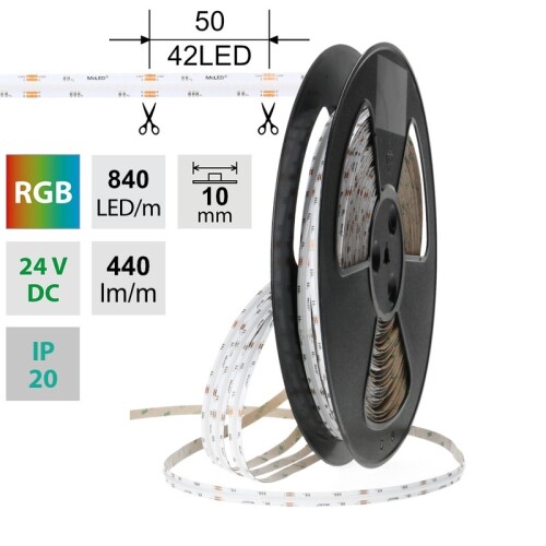 LED pásek McLED 24V COB RGB 840LED/m 15W/m 10mm ML-128.013.90.2