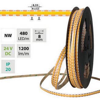 LED pásek McLED 24V COB neutrální bílá 480LED/m 12W/m CRI90 8mm ML-126.122.90.2