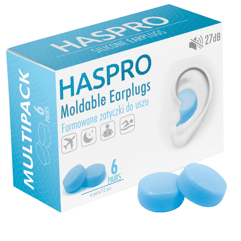 HASPRO Mold6 silikonové špunty do uší, modré 6 párů 12 ks