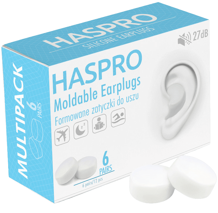 HASPRO Mold6 silikonové špunty do uší, bílé 6 párů 12 ks