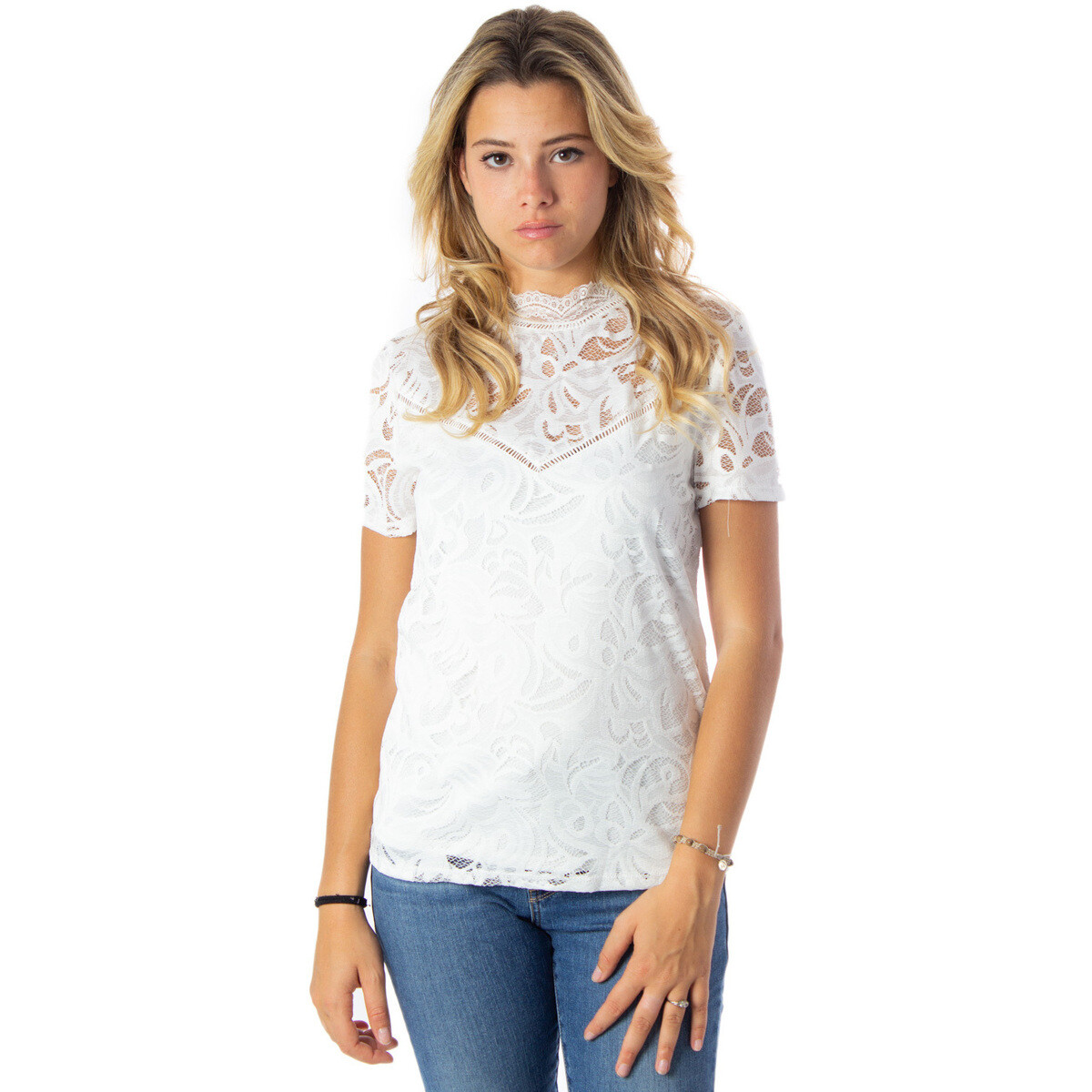 Vila  VISTASIA S/S LACE 14049852  Bílá