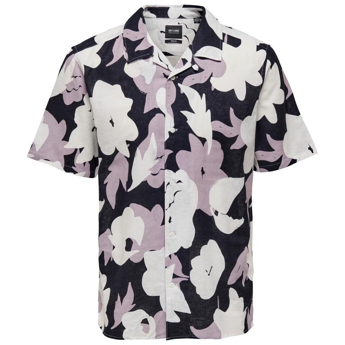 Only & Sons   ONSTREV REG CTN LIN AOP SS SHIRT NOOS - 22025125  Fialová