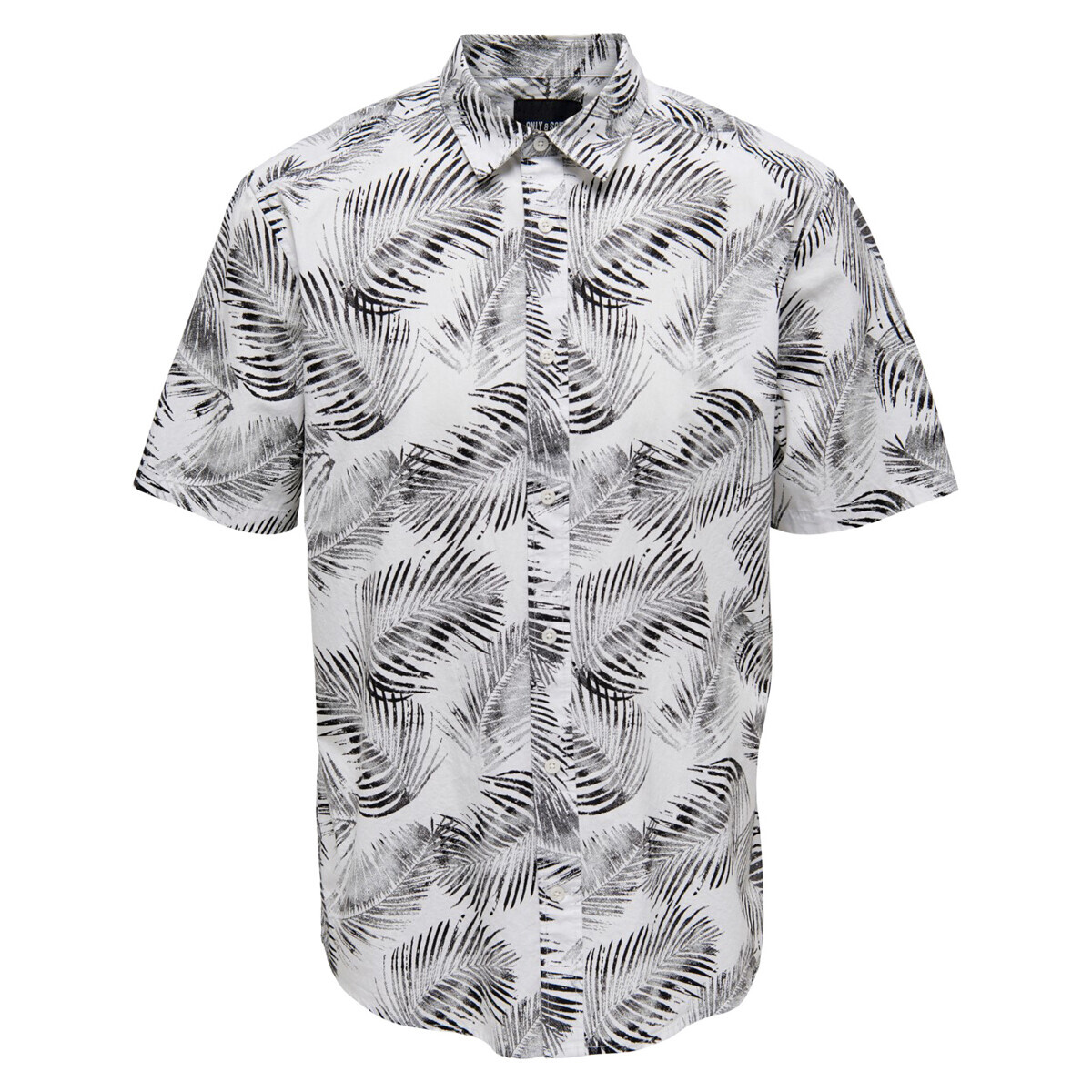 Only & Sons   ONSBES REG CTN SLUB LEAF SS SHIRT - 22025050  Bílá