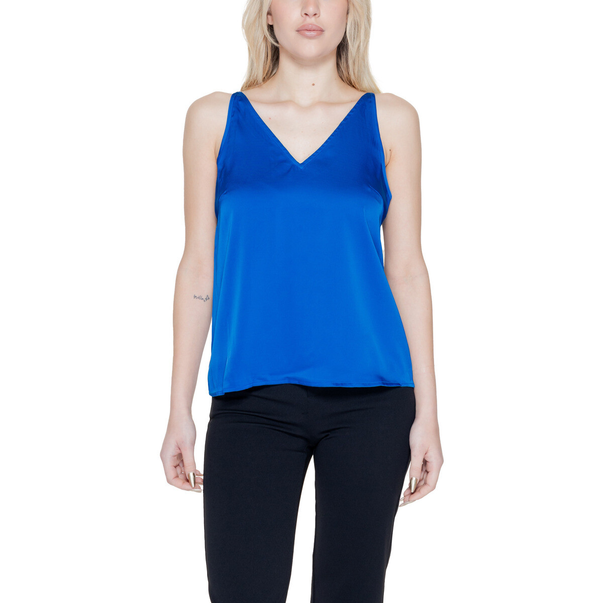 Vila  VIRAVENNA V-NECK STRAP TOP/DC 14097228  Modrá