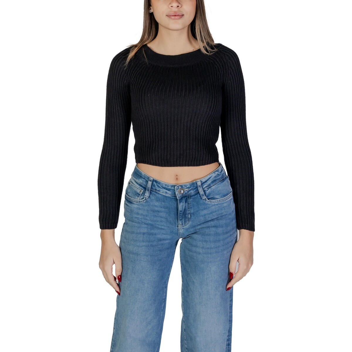 Jacqueline De Yong  JDYLEMON L/S OFF SHOULDER PULLOVER KNT 15344157  Černá