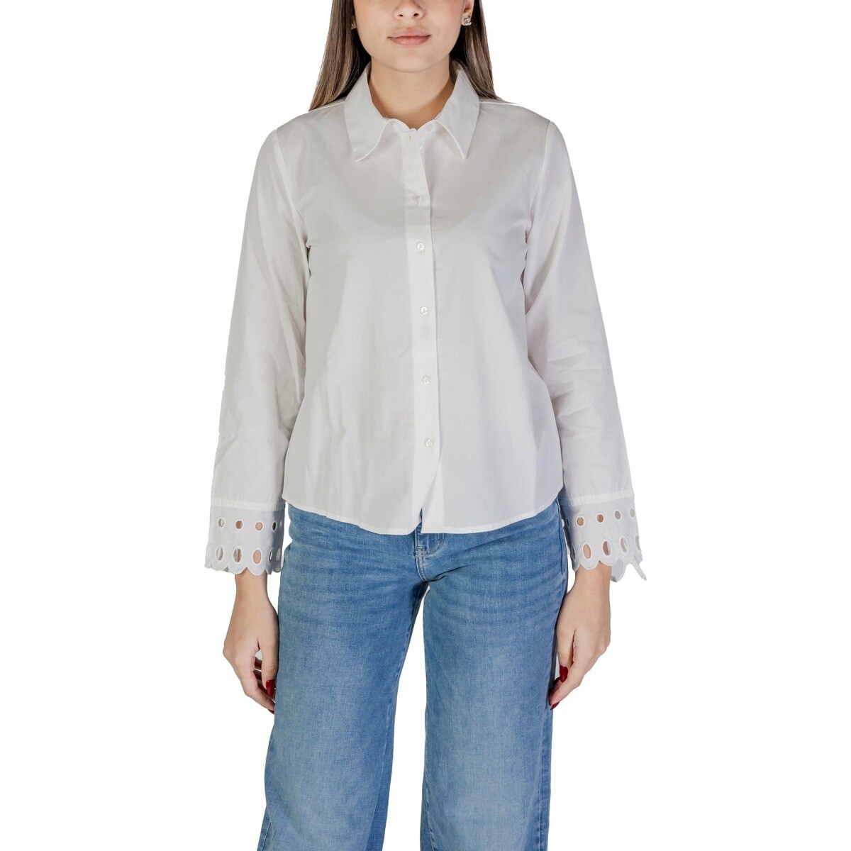 Jacqueline De Yong  JDYMIMI L/S CUTOUT SHIRT WVN 15345329  Bílá