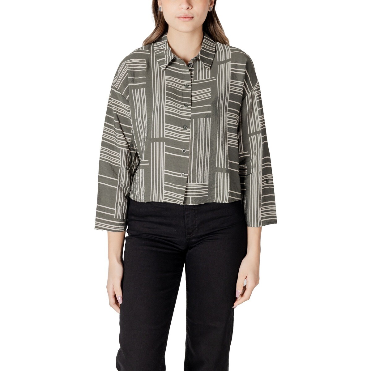 Jacqueline De Yong  JDYTROYA LIFE 7/8 SHORT SHIRT WVN DIA 15338782  Zelená