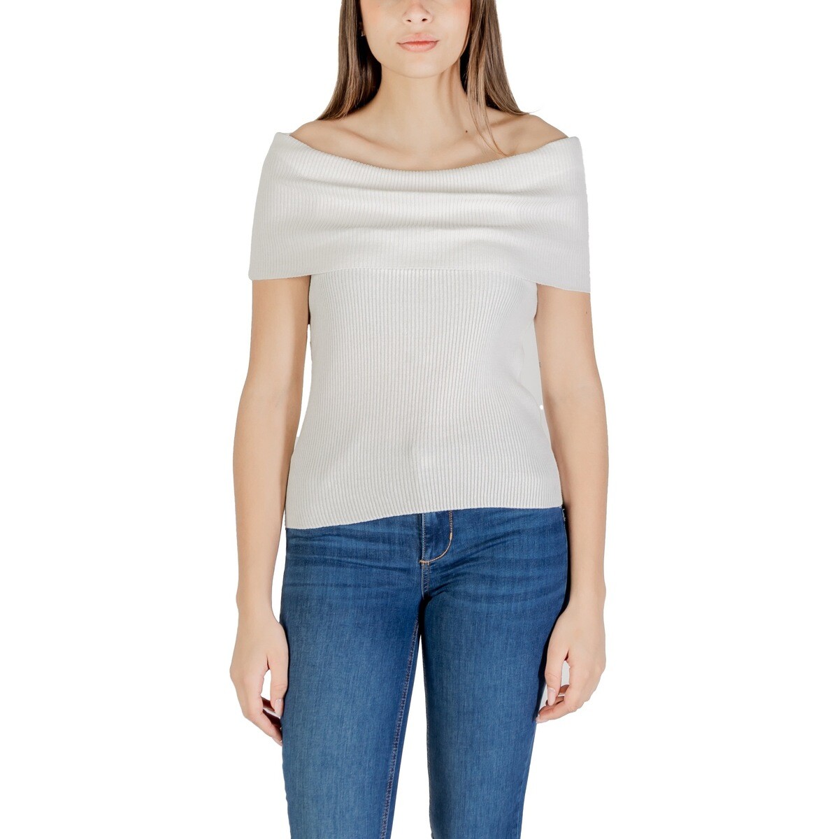 Only  Onlelectra Life Ss Off Shoulder Knt 15341690  Bílá