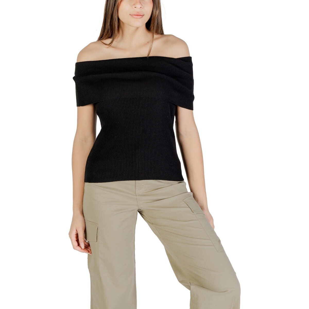 Only  Onlelectra Life Ss Off Shoulder Knt 15341690  Černá