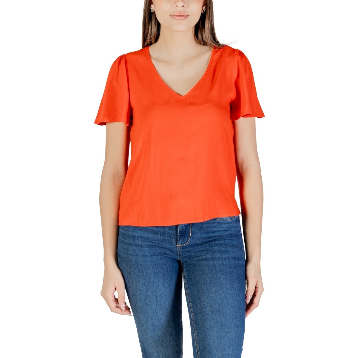 Vero Moda  Vmeasy Joy V-Neck Ss Wvn Ga 10307987  Červená