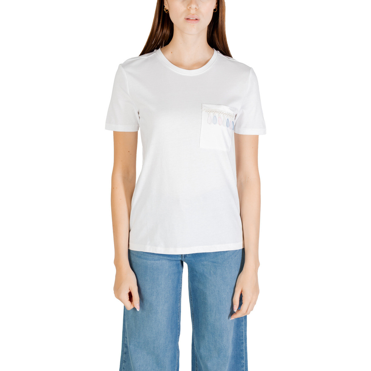 Only  ONLELIS S/S DETAIL POCKET TEE CS JRS 15362432  Bílá