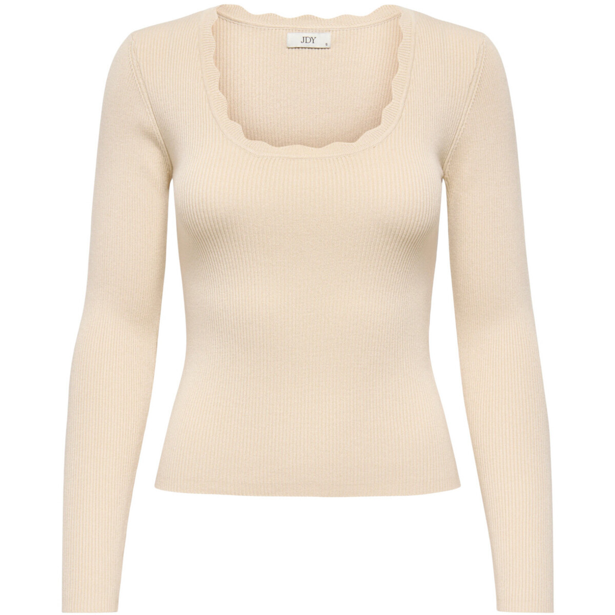 Jacqueline De Yong  Jdynanna Scallop L/S U-Neck Pullover Knt 15355459  Béžová