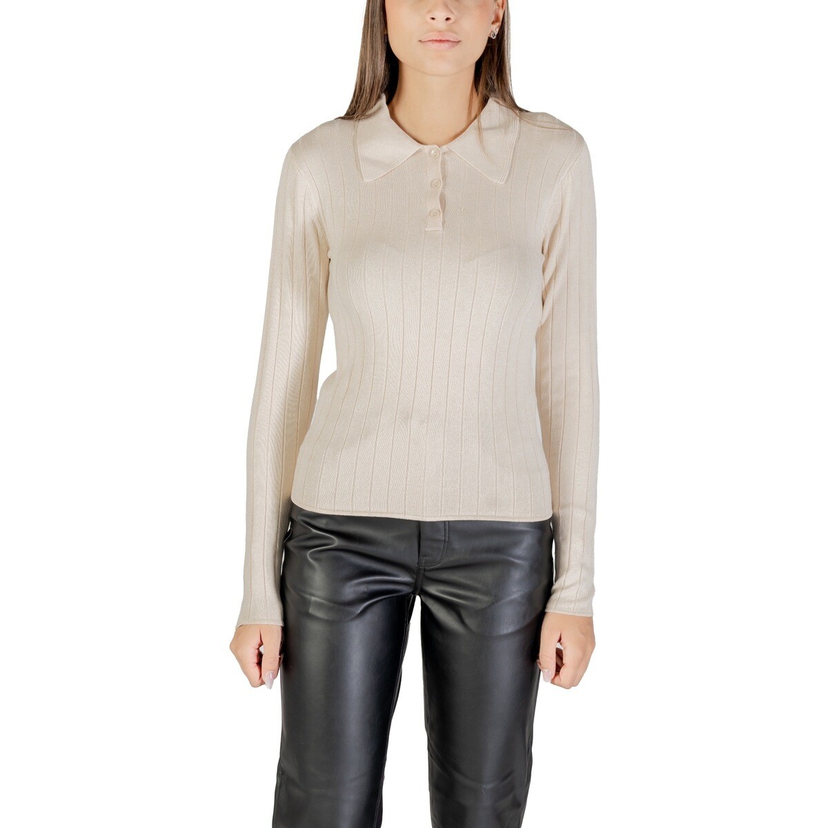 Jacqueline De Yong  Jdykate L/S Polo Pullover Knt 15355672  Béžová