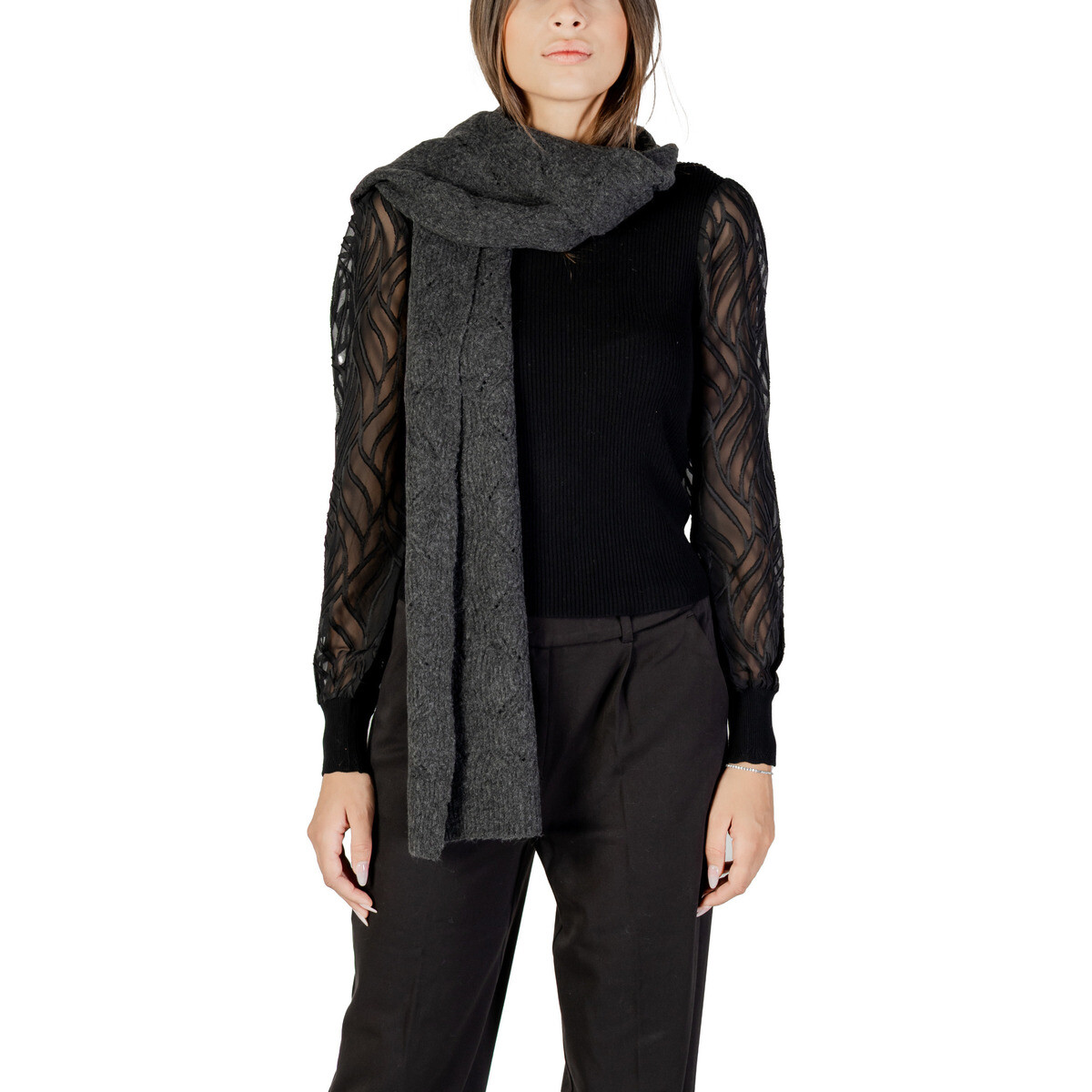 Only  ONLAURORA STRUCTURED KNIT SCARF CC 15349820  Šedá