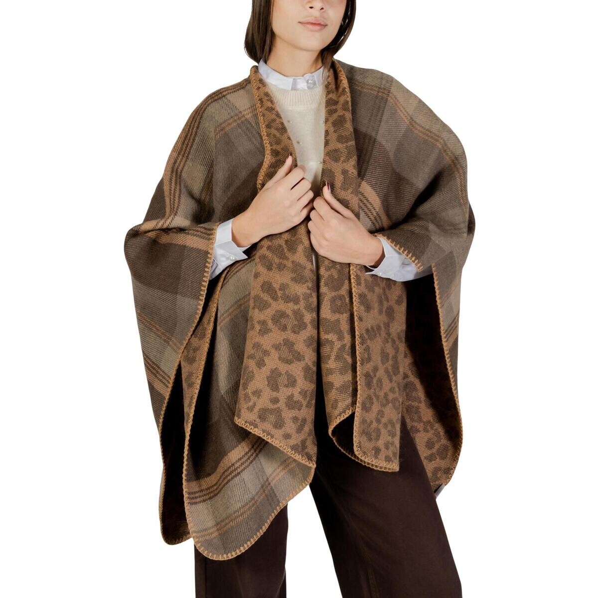 Pieces  Pcjalina Poncho Reversable Bc 17159709  Hnědá