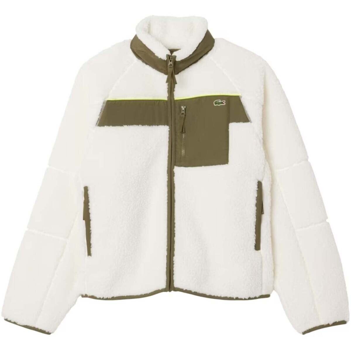 Lacoste  Colour Block Sherpa Fleece Jacket White/Khaki  Bílá