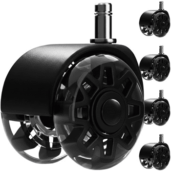 Gumové kolečka ke kancelářské židli 65mm Malatec 26294 černé sada 5 ks