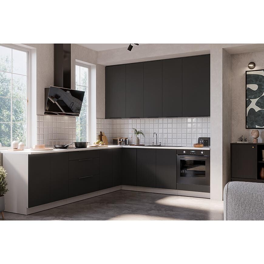 Kuchyňská linka Aria BL/WH 260x230 cm bez kuchyňské desky