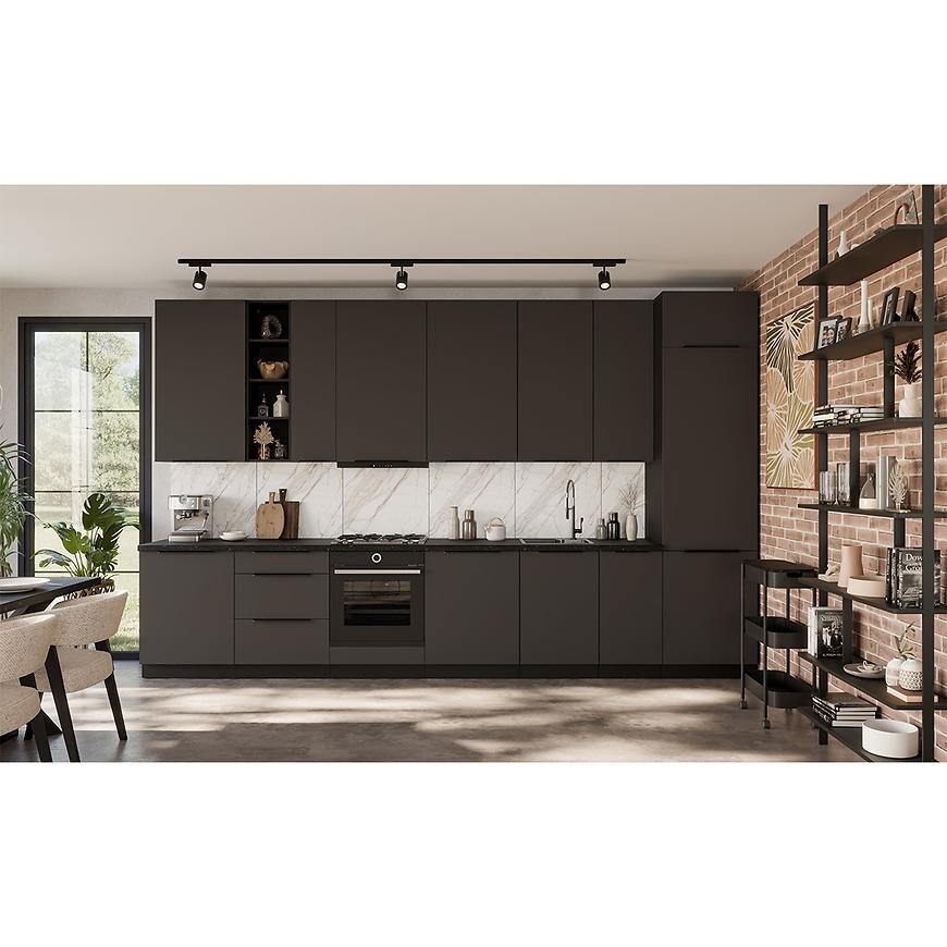 Kuchyňská linka Aria GR/BL 390 cm bez kuchyňské desky