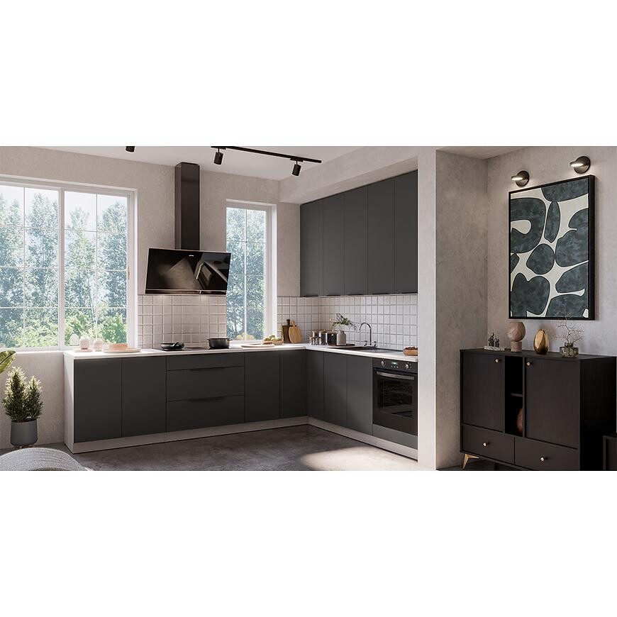 Kuchyňská linka Aria GR/WH 260x230 cm bez kuchyňské desky