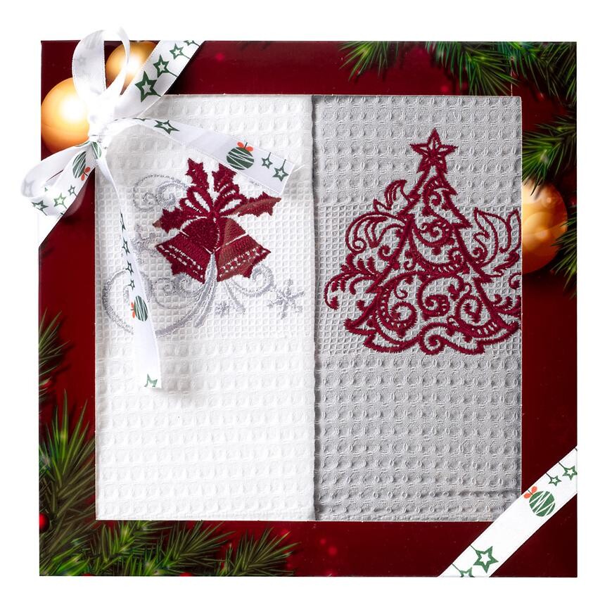 Kuchyňský ručník sada 2 ks 50x70 cm bílý/šedý