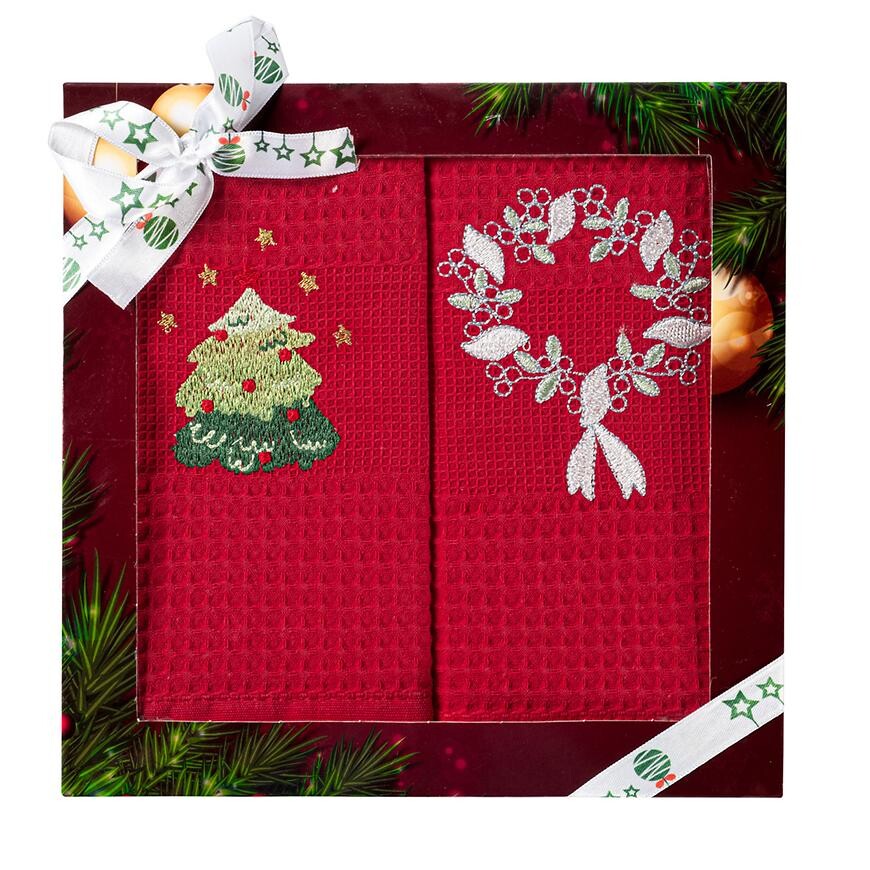 Kuchyňský ručník sada 2 ks 50x70 cm červený