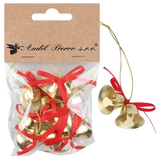 Anděl Zvonečky dvojité zlaté 4 x 2 x 2 cm - 6 x 2 ks - 47005