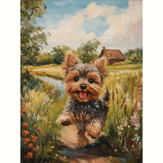 Norimpex Diamantový obrázek - Pes Jorkšír - 30 x 40 cm - 2003063