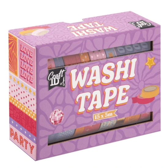 Craft ID Dekorační lepicí pásky - washi - fialové - 3 m - 24 ks - CR3010/GEF