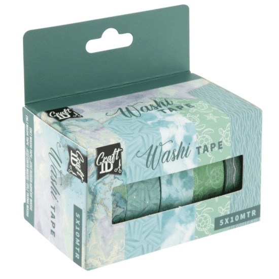Craft ID Dekorační lepicí pásky - washi - zelené - 1,5 cm x 10 m, 10 ks - CR3006/GEZ