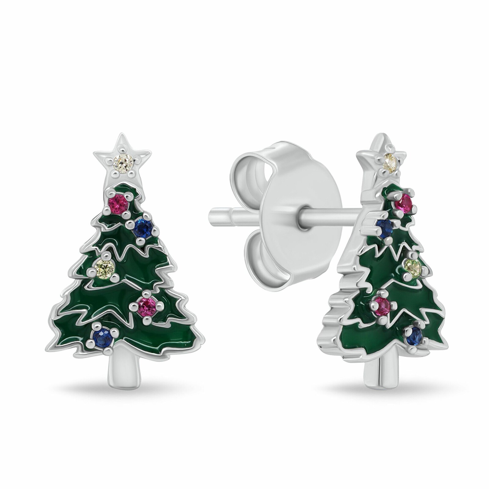 Brilio Silver Okouzlující stříbrné náušnice Vánoční stromeček EA1245W