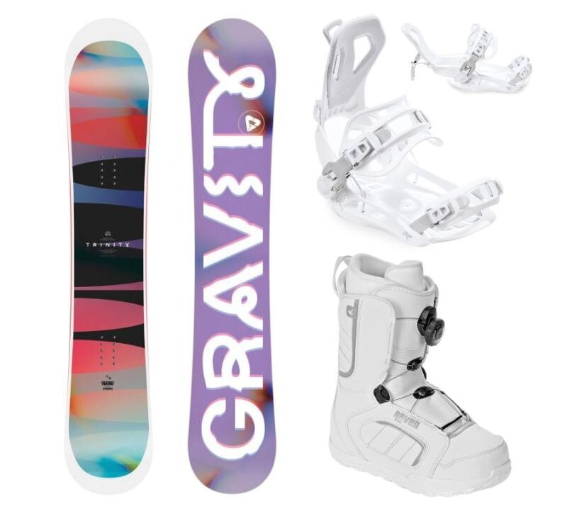 Gravity Trinity 25/26 snowboard + Raven Fastec FT360 white vázání + Raven Pearl white ATOP boty
