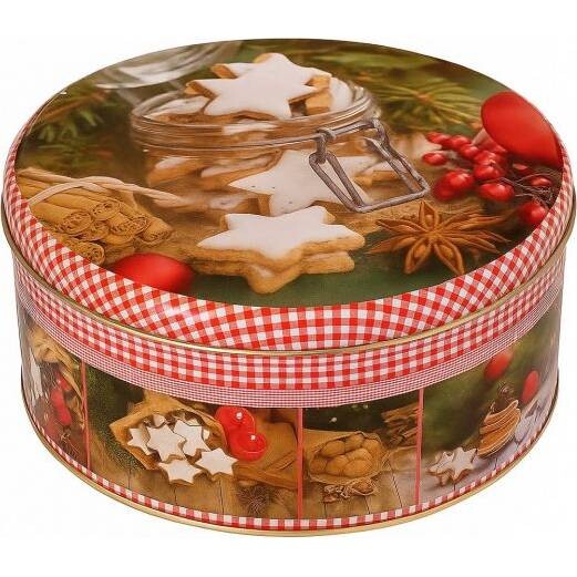 Kulatá plechová dóza na cukroví 20x9cm - Alvarak