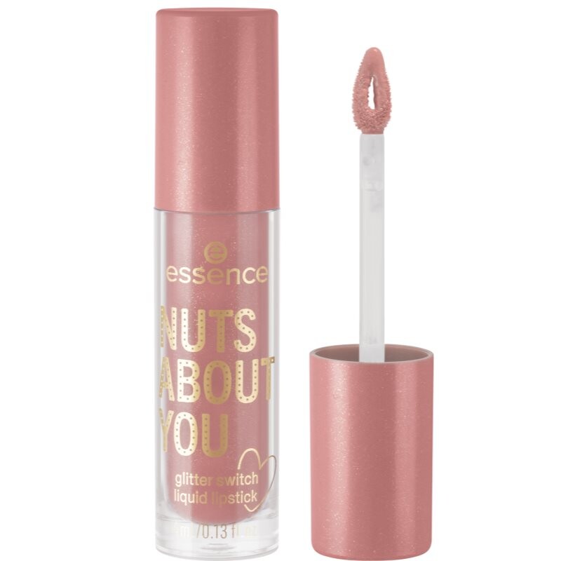 essence Nuts About You tekutá rtěnka se třpytkami odstín 01 Kiss Me Prince 4 ml