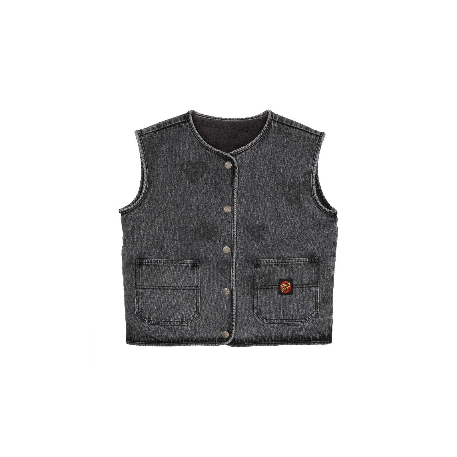 vesta SANTA CRUZ - Workers Reversible Vest Strange Mix Up Charcoal (STRANGE MIX UP-CHARC) velikost: