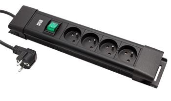 BACHMANN Vícenásobná zásuvka CONNECTUS, CEE7/7 - 4x zásuvka CZ, vypínač, 2m, černá