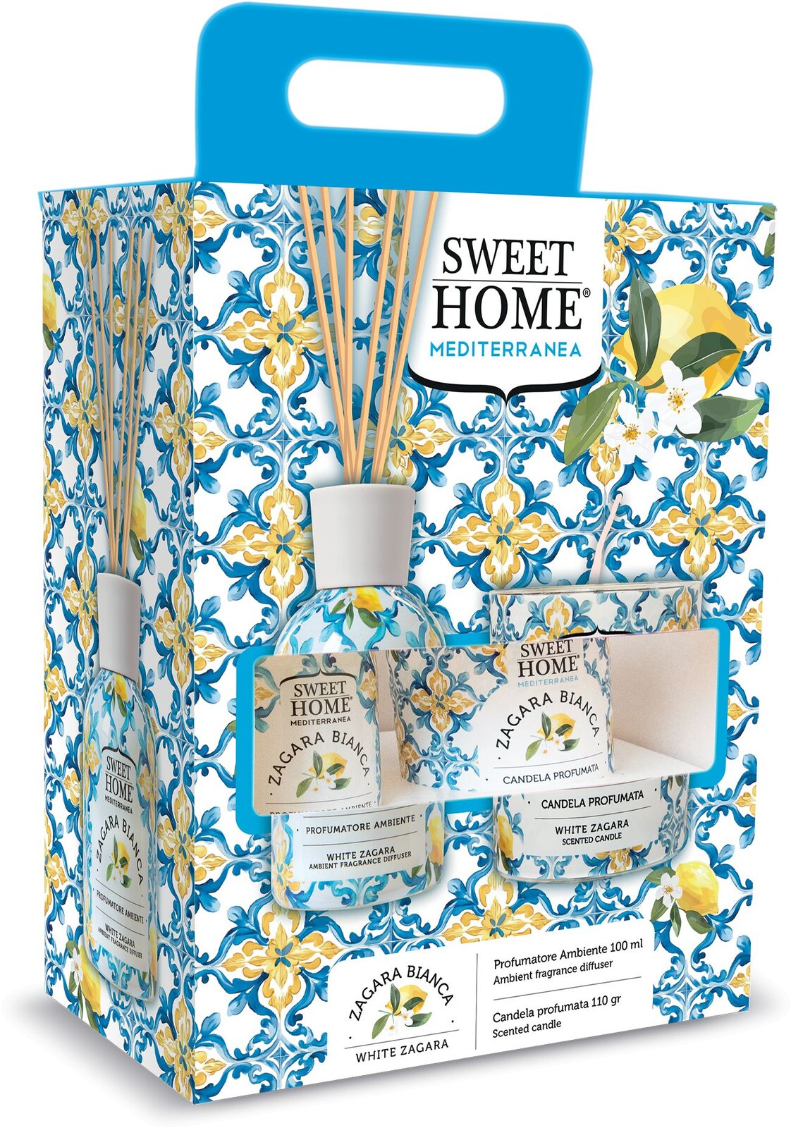 Sweet Home Collection Dárková sada aroma difuzéru se svíčkou White Zagara