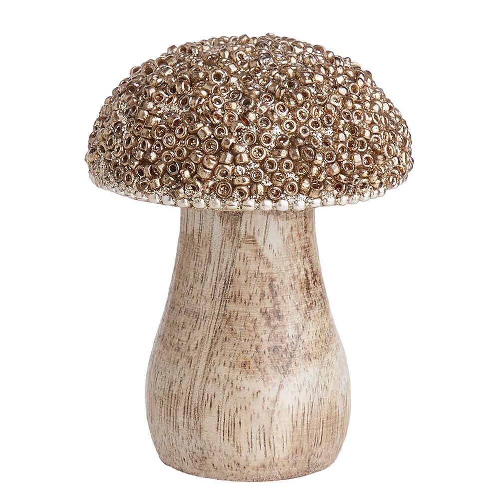 HARVEST LOVE Houba dřevěná s perličkami 7 cm