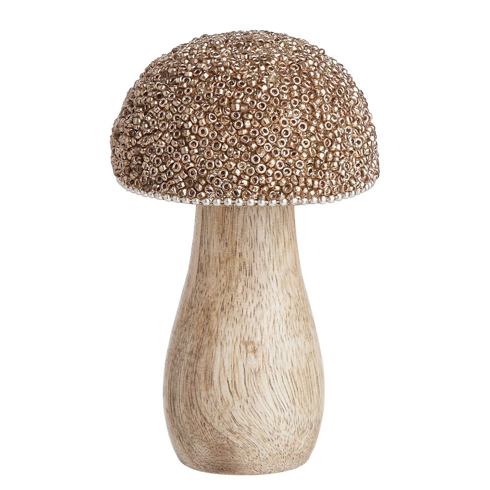 HARVEST LOVE Houba dřevěná s perličkami 11 cm