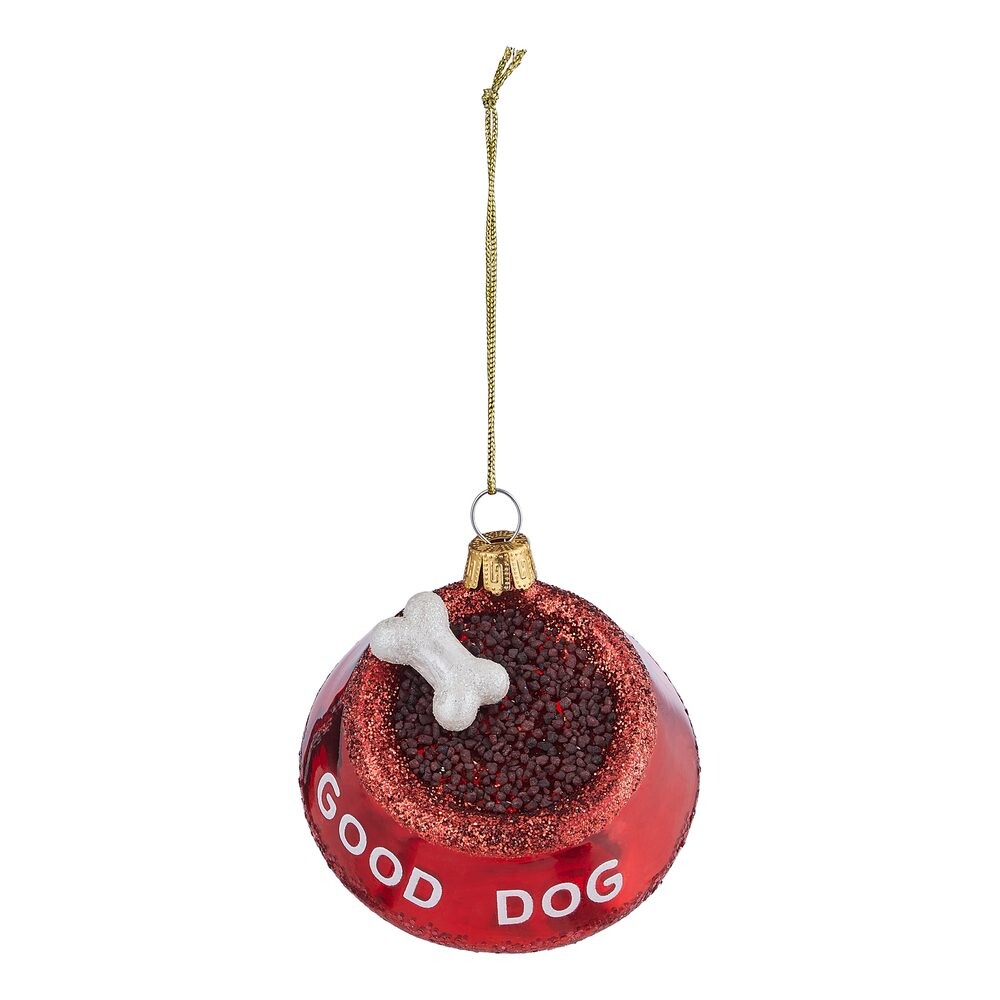 HANG ON Skleněná ozdoba psí miska